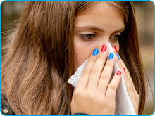 Person suffering from allergies. Discovery of Asthma